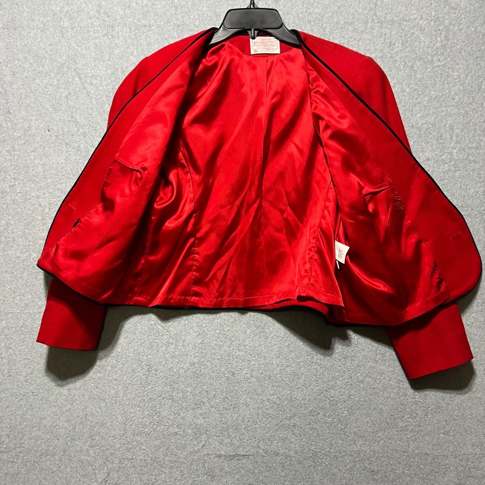 Petite Pendleton Red Wool Blazer Jacket Black Tri… - image 4